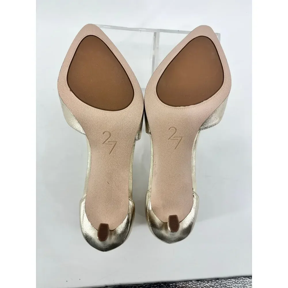 27 EDIT Abilyn Metallic Gold Pointed Toe Heels Size 7.5M Party Wedding